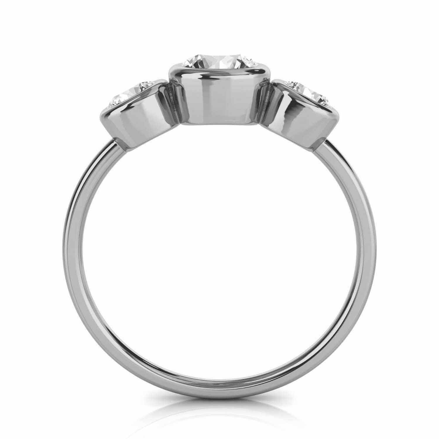 14K White Gold Petra Petite Bezel Trilogy Design Lab Grown Diamond Ring (1/3 ct. tw)